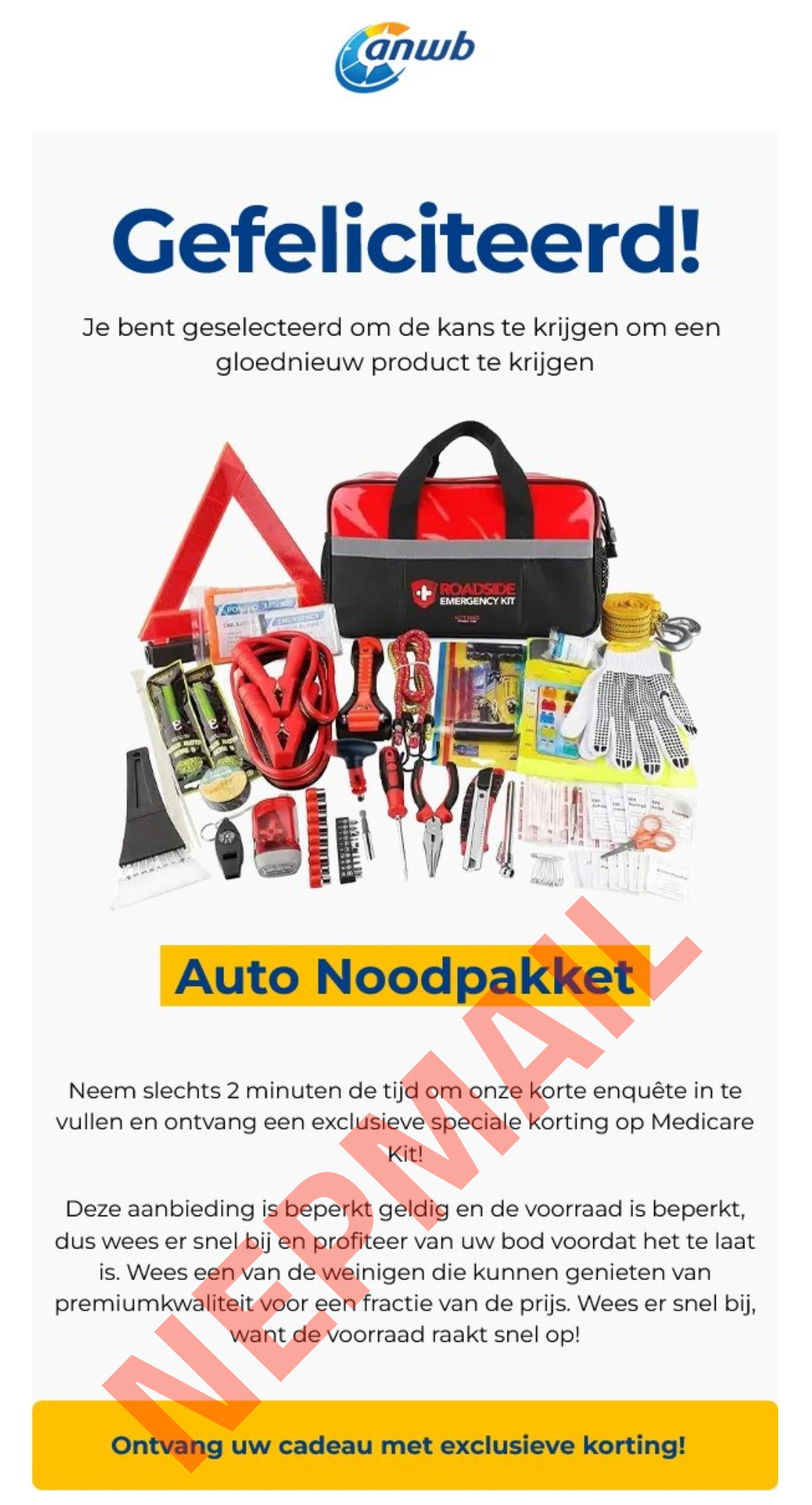Nepmail ANWB Noodpakket